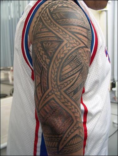 maori full on arm with tribal tattoo concept design