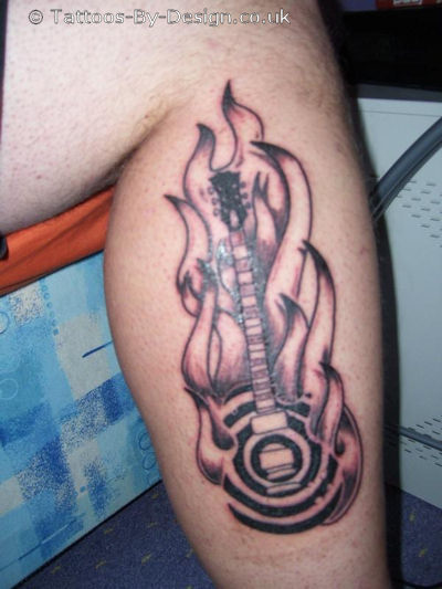 My zakk wylde guitar tattoo with flames