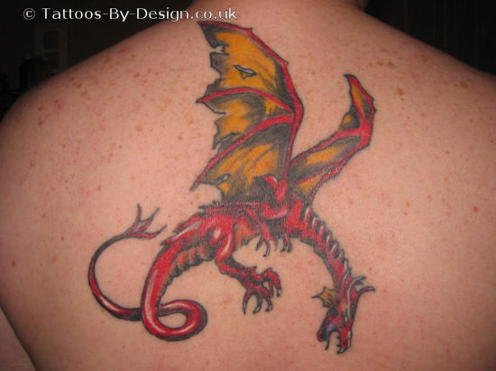 Red Dragon Tattoo On The Back
