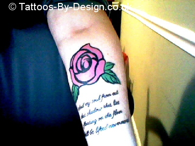 Rose and Text Tattoo