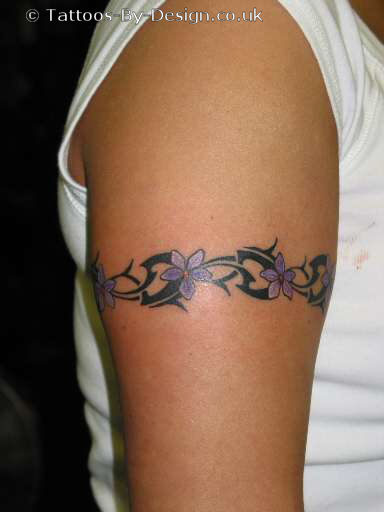 Temporary Tribal Floral Armband Tattoos Design