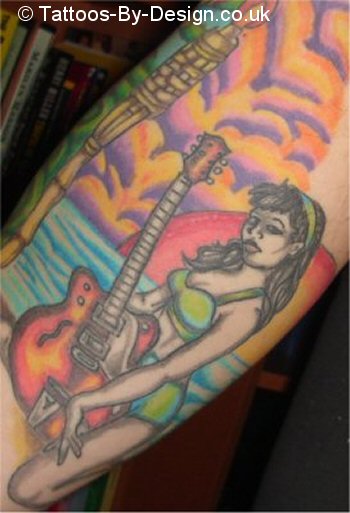 beach girl with gretsch guitar