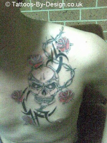 flower skull tribal