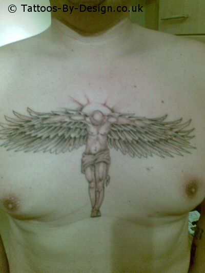 Labels: angel tattoo art on the central chest