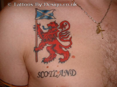 lion rampant with saltire