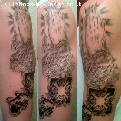 Cross Tattoos With Praying Hands